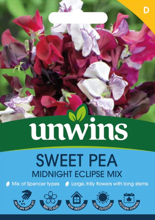 Unwins Flower Sweet Pea Midnight Eclipse Mix - 21 Seeds