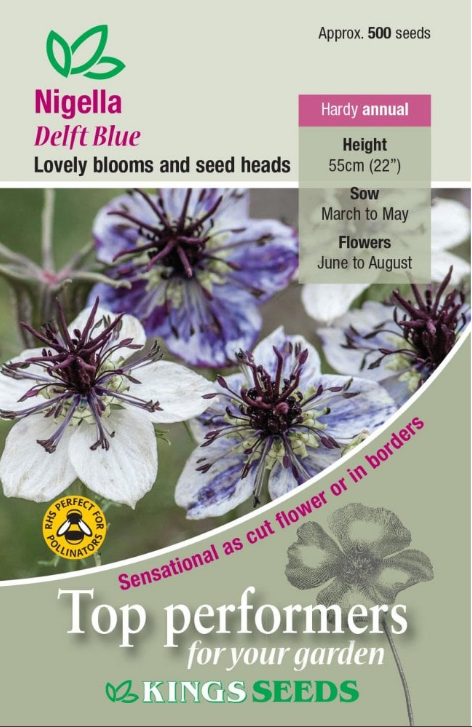 Kings Seeds Nigella Delft Blue 500 Seed