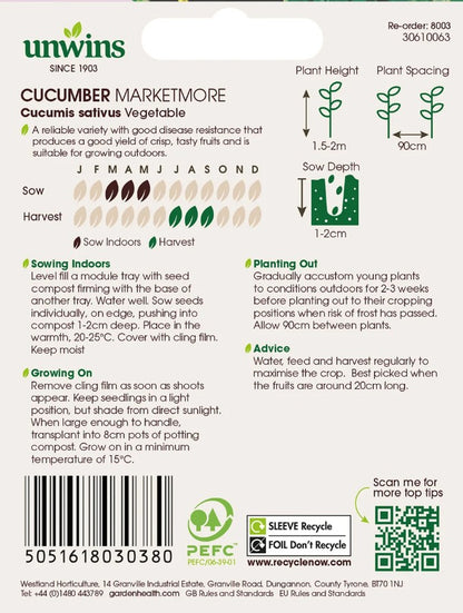 Unwins Organic Cucumber Marketmore Seeds – Heavy Cropping