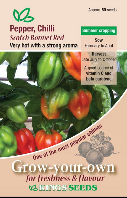 Kings Seeds Chilli Pepper Scotch Bonnet Red Seeds