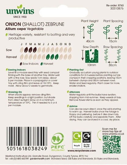 Unwins Vegetable Shallot Zebrune - 75 Seeds