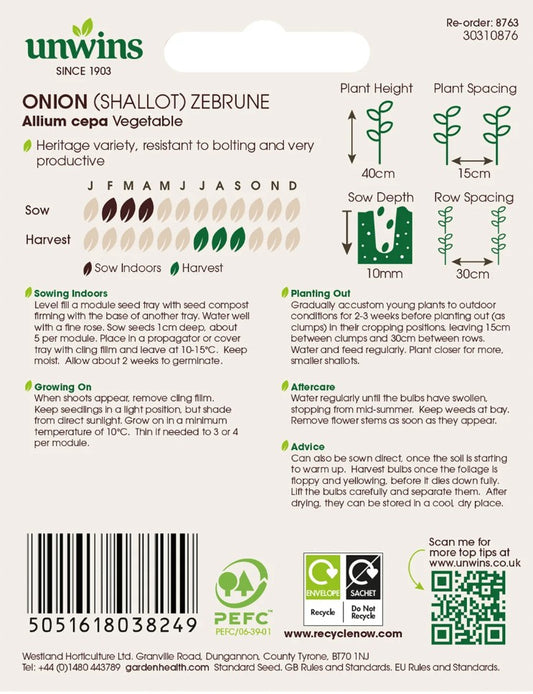 Unwins Vegetable Shallot Zebrune - 75 Seeds