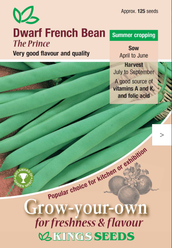 Kings Seeds Dwarf French Bean The Prince 125 Seeds