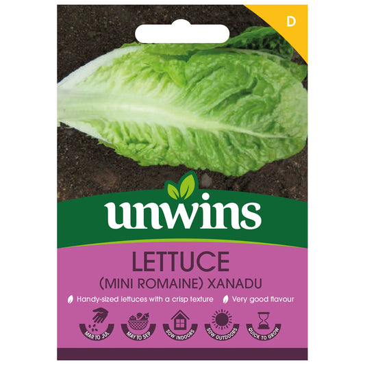 Unwins Mini Romaine Lettuce Xanadu 250 Seeds – Crisp Compact