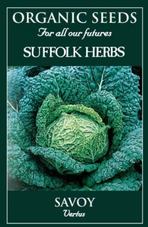Suffolk Herbs Organic Savoy Cabbage Vertus 200 Seeds
