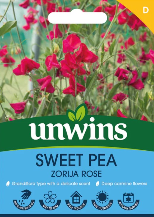 Unwins Flower Sweet Pea Zorija Rose - 11 Seeds