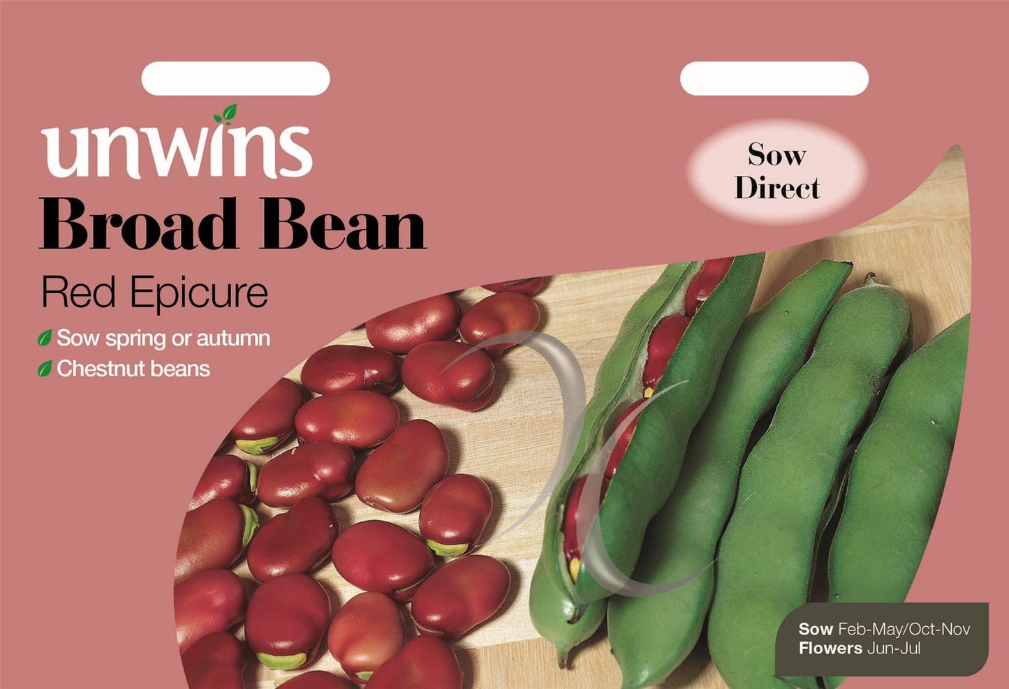 Unwins Broad Bean Red Epicure 45 Seeds
