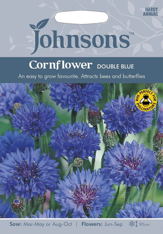 Johnsons Cornflower Double Blue 250 Seeds