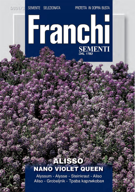 Franchi Seeds of Italy - Flower - FDBF_ 301-3 - Alyssum - Nano Violet Queen - Seeds