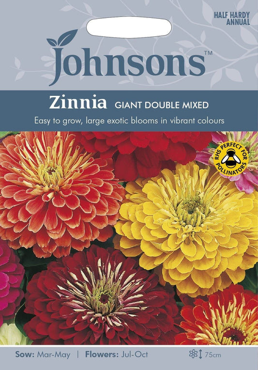 Johnsons Zinnia Giant Double Mixed F1 100 Seeds