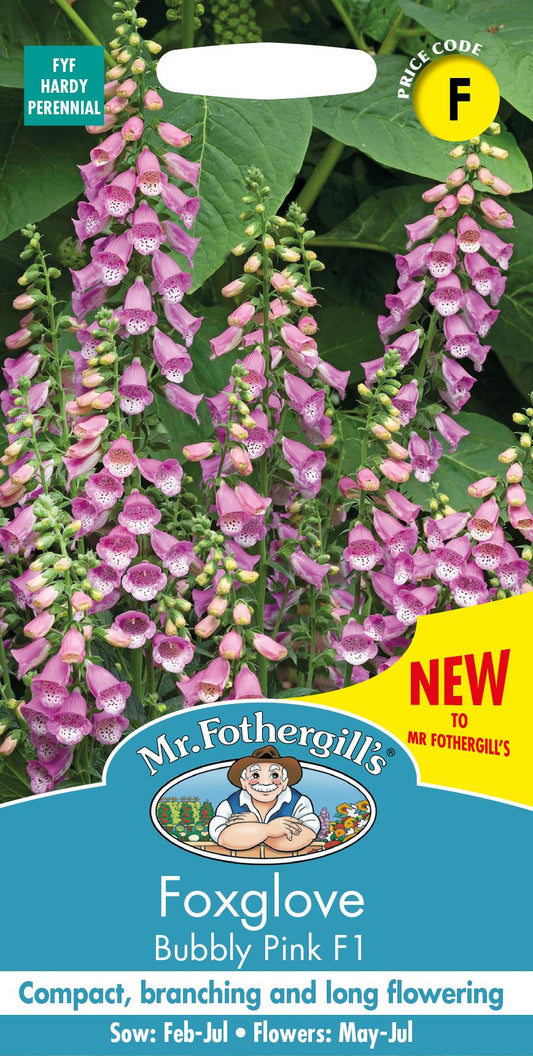 Mr Fothergills - Flower - Foxglove - Bubbly Pink F1 - 20 Seeds