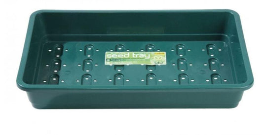 HEAVY DUTY GREEN PLASTIC SEED TRAYS WITH HOLES - FULL SIZE