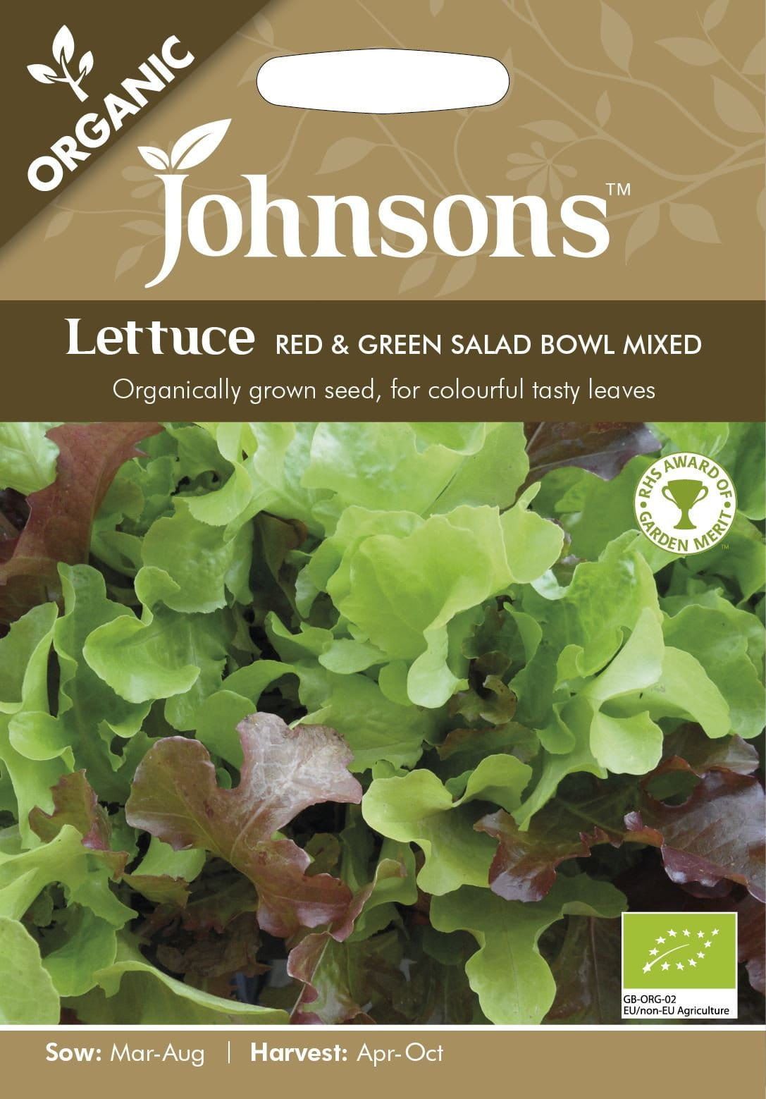 Johnsons Organic Lettuce Red & Green Salad Bowl Mixed 750 Seeds
