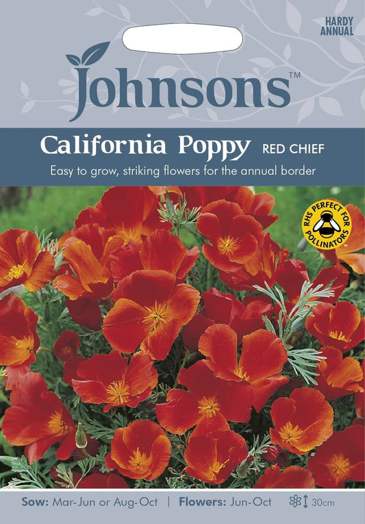 Johnsons California Poppy Red Chief 300 Seeds
