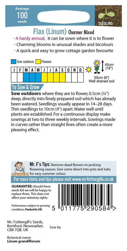 Mr Fothergills Flax (Linum) Charmer Mix 100 Seeds