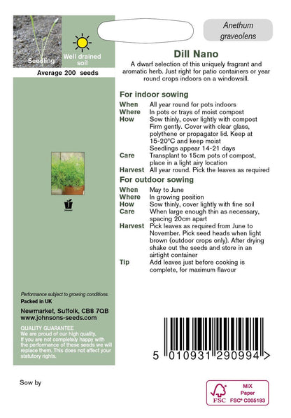Johnsons Seeds Dill Nano 200 Seeds