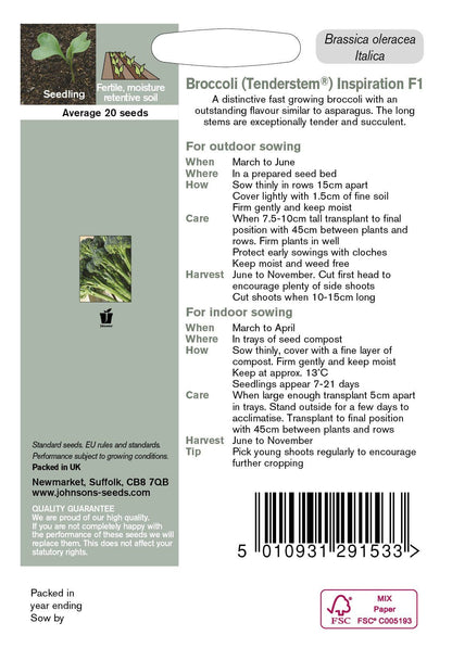 Johnsons Seeds Broccoli (Tenderstem) Inspiration F1 20 Seeds
