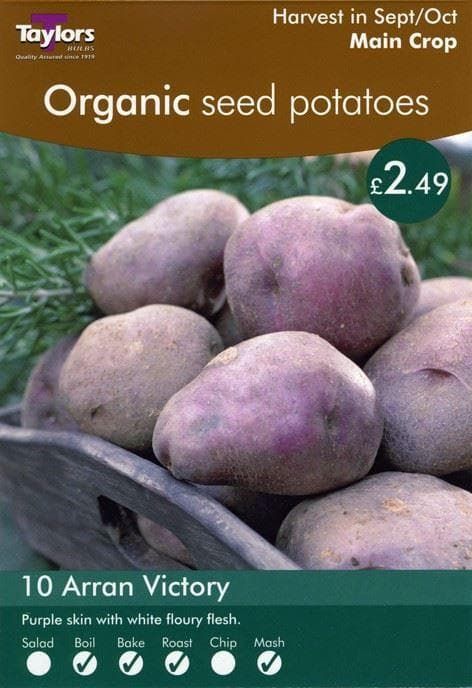 Taylors Seed Potatoes Arran Victory Organic 10 Tubers Main Crop