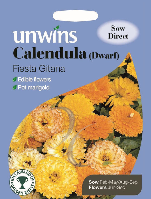 Unwins Calendula Dwarf Fiesta Gitana 130 Seeds