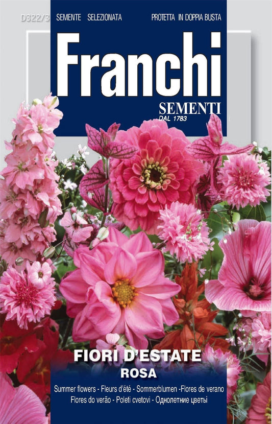 Franchi Seeds of Italy - Flower - FDBF_ 322-3 - Mixed Summer Flowers - Pink - Seeds