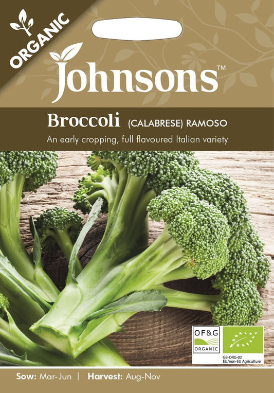 Johnsons Organic Broccoli (Calabrese) Ramoso 50 Seeds