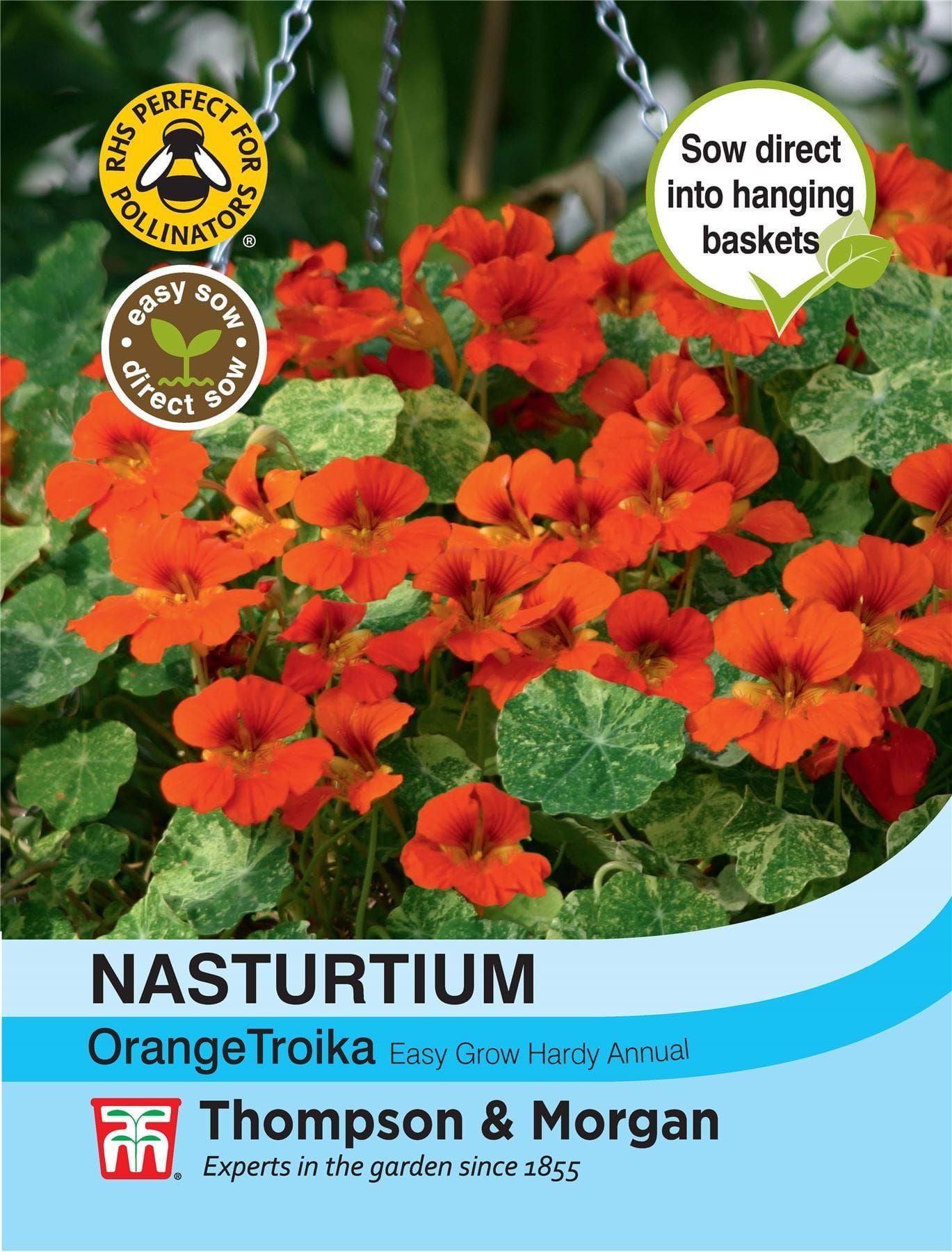 Thompson & Morgan - Flower - Nasturtium - Orange Troika - 30 Seeds