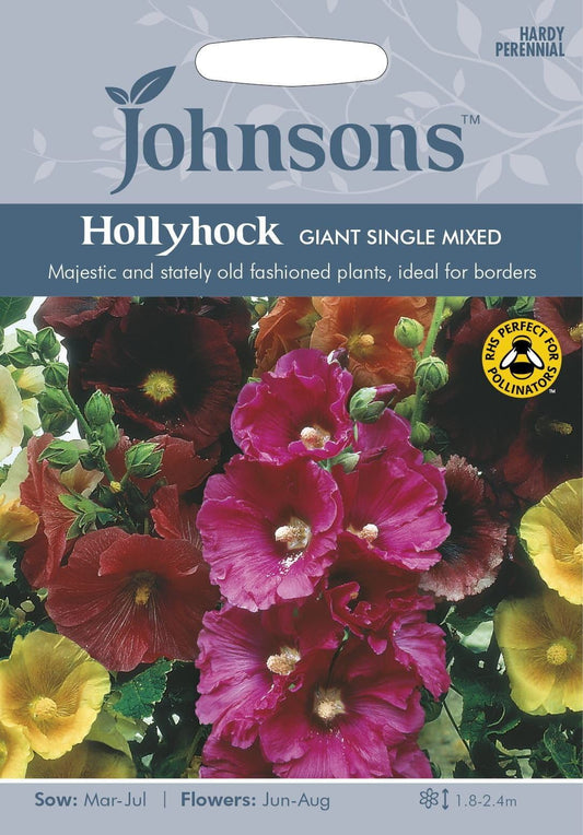 Johnsons Hollyhock Giant Single Mixed 50 Seeds