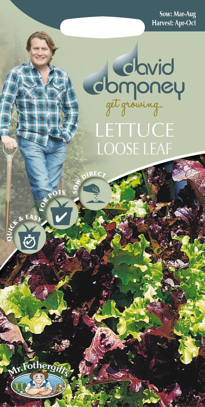 Mr Fothergills - David Domoney - Vegetable - Lettuce Loose Leaf - Lollo Mixed - 1000 Seeds