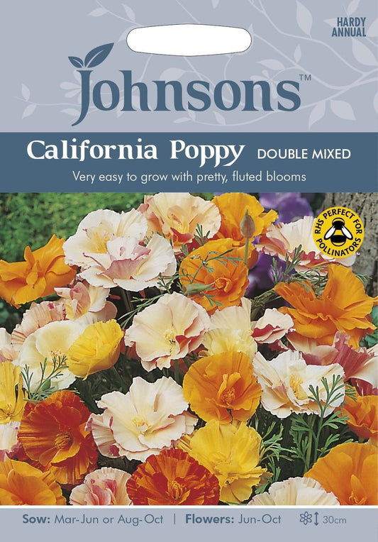 Johnsons California Poppy Double Mixed 450 Seeds