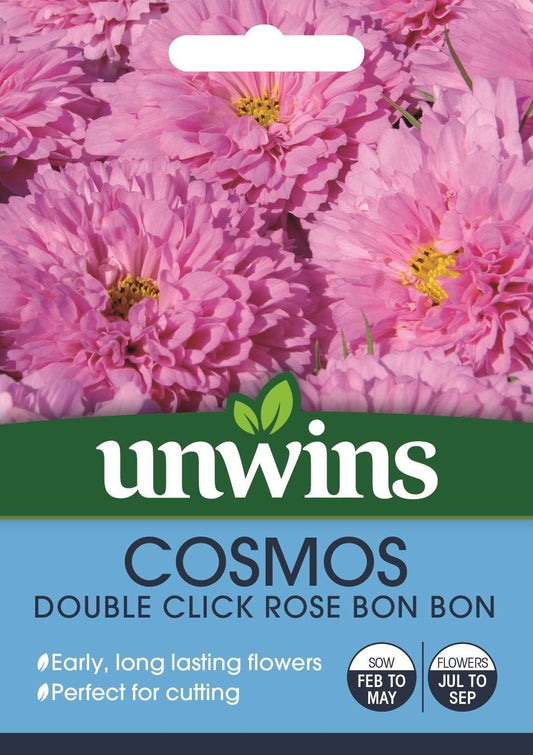 Unwins Cosmos Double Click Rose Bon Bon 10 Seeds