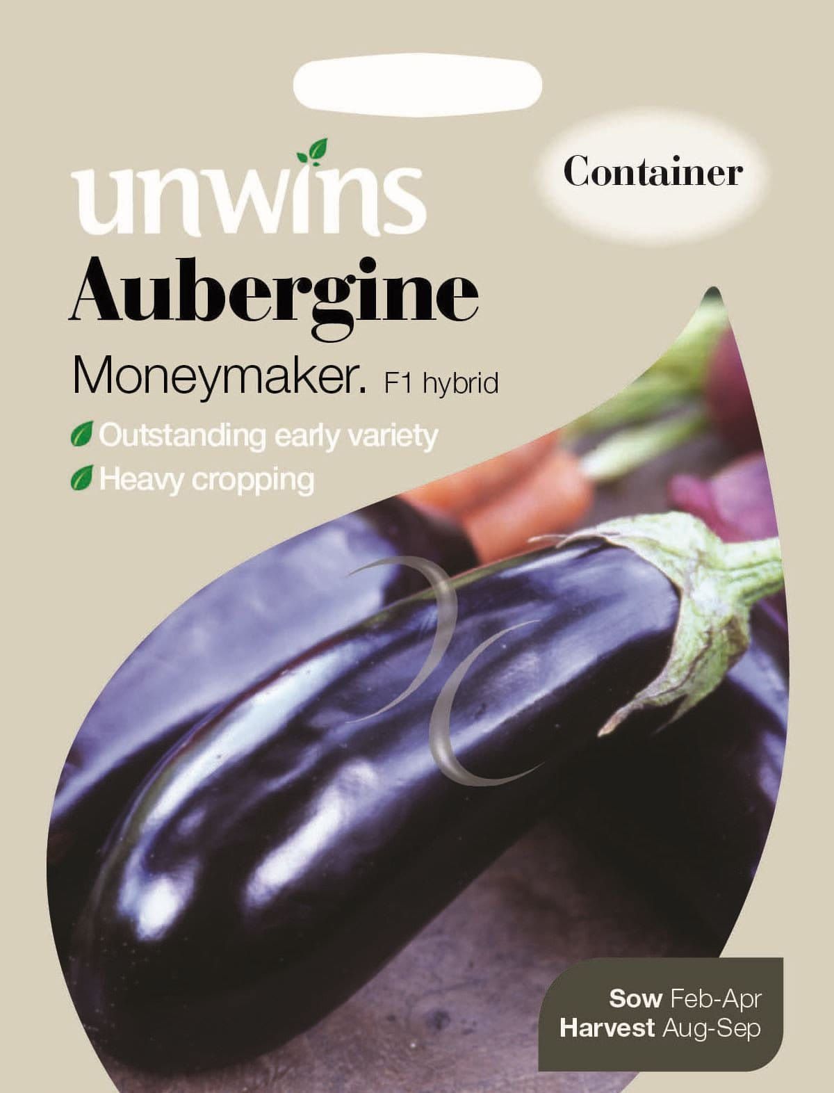 Unwins Aubergine Moneymaker F1 20 Seeds