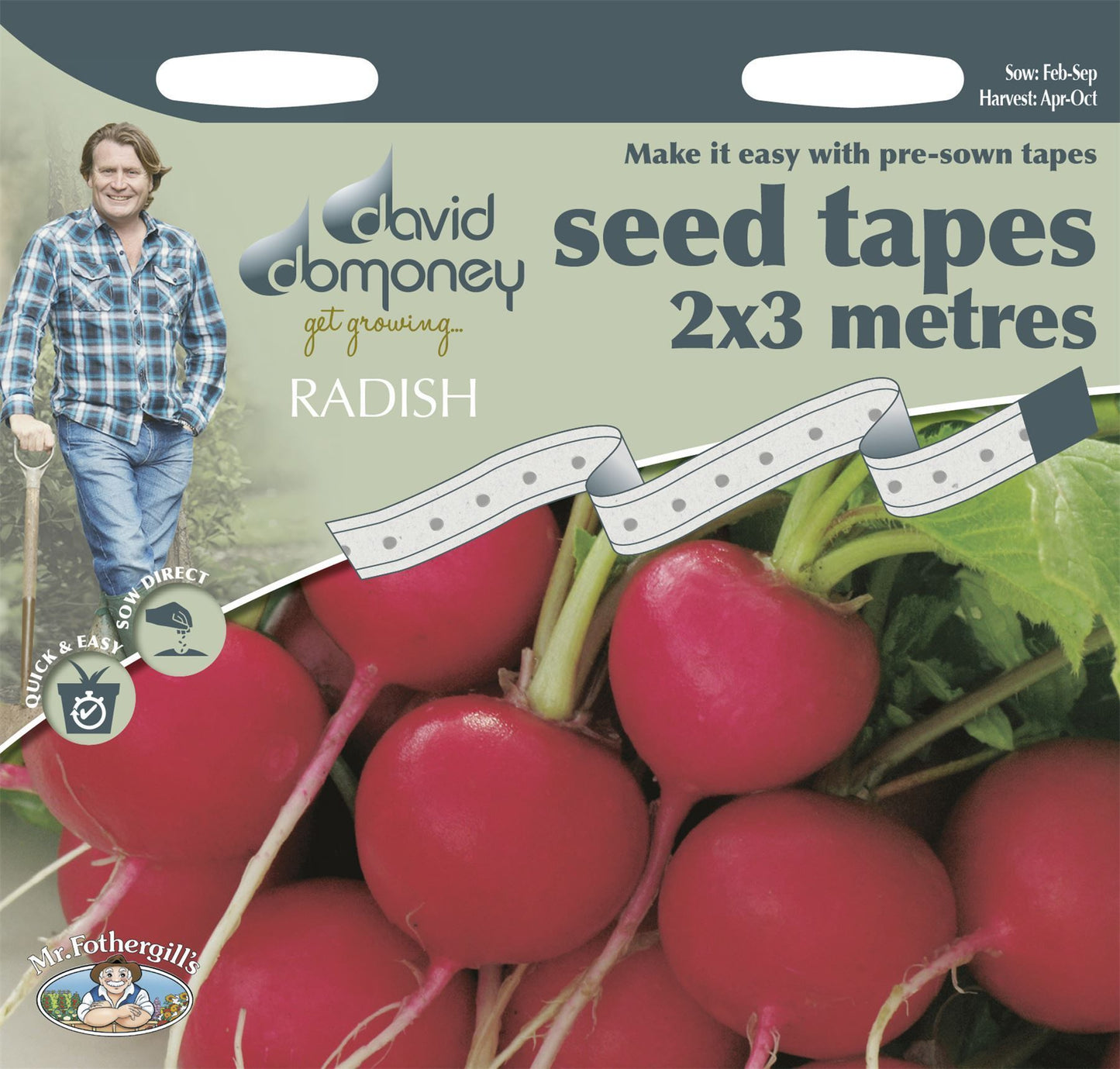 Mr Fothergills - David Domoney - Vegetable - Radish - Cherry Belle - Seed Tape