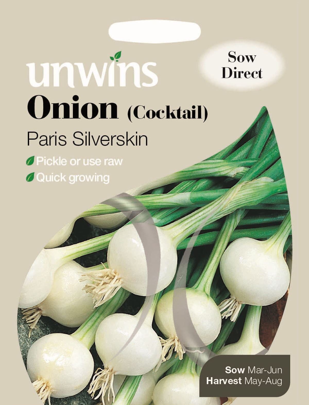 Unwins Onion (Cocktail) Paris Silverskin 500 Seeds