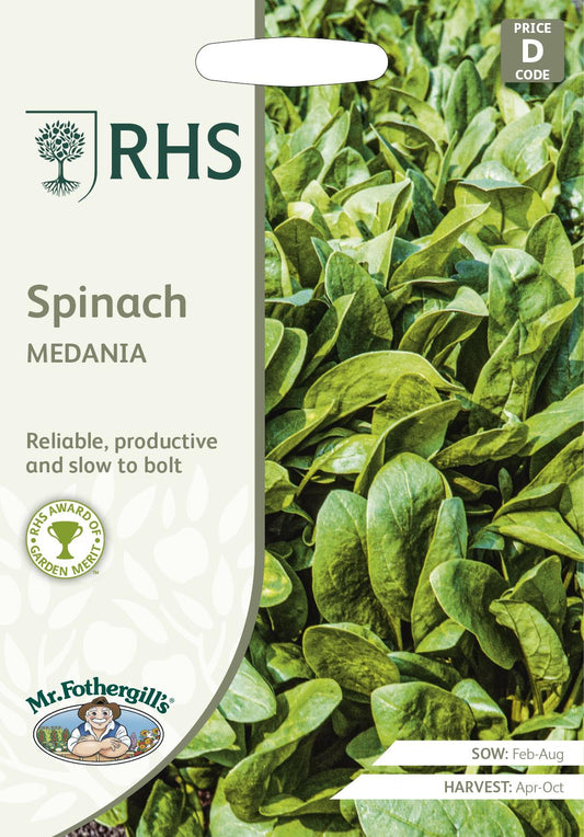 Mr Fothergills - RHS - Vegetable - Spinach - Medania - 500 Seeds
