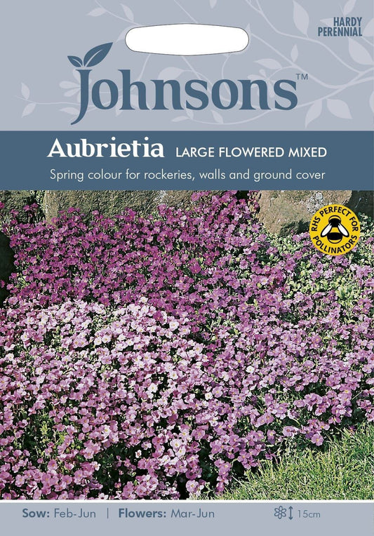 Johnsons Aubrieta Largeed Mixed 400 Seeds