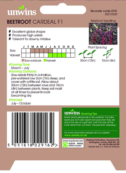 Unwins Beetroot Cardeal F1 200 Seeds