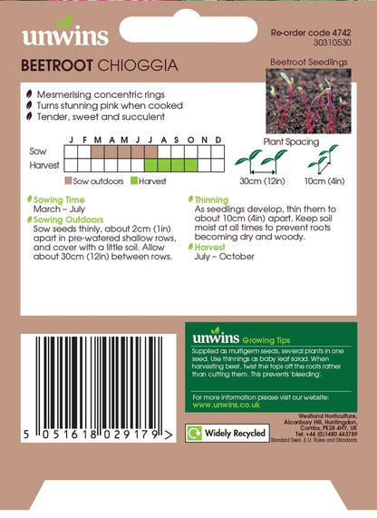 Unwins Beetroot Chioggia 250 Seeds