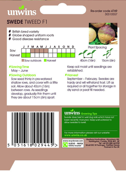 Unwins Swede Tweed F1 150 Seeds