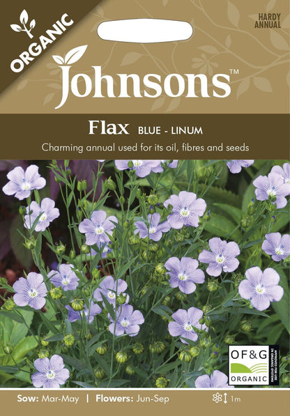 Johnson Seeds Organic Flax Blue Linum 300 Seeds