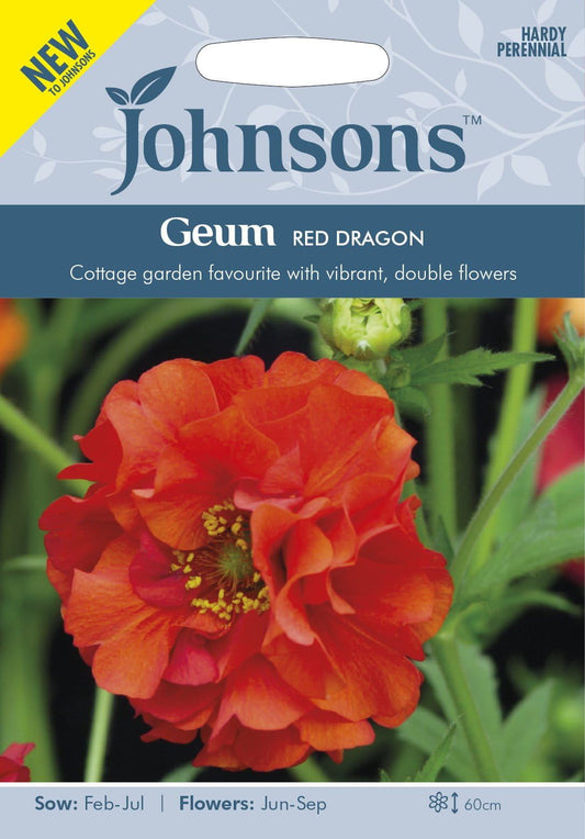 Johnson Seeds - Flower - Geum Red Dragon - 50 Seeds