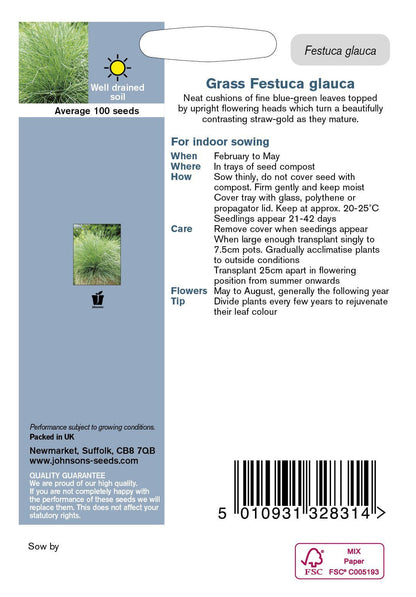 Johnson Seeds - Ornamental Grass - Festuca Glauca - 100 Seeds