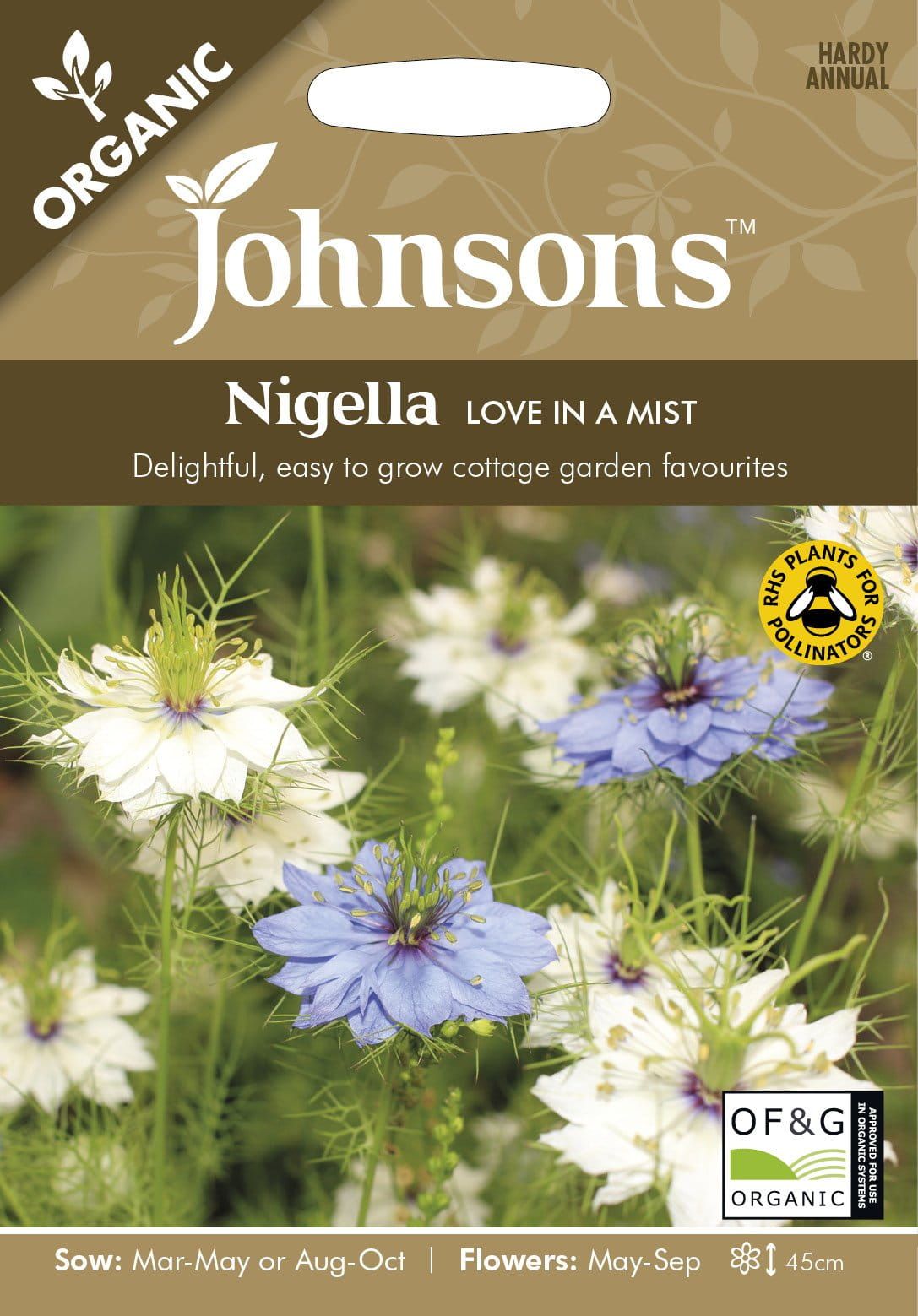 Johnson Seeds - Organic Flower - Organic Nigella Love In A Mist - 700 Seeds