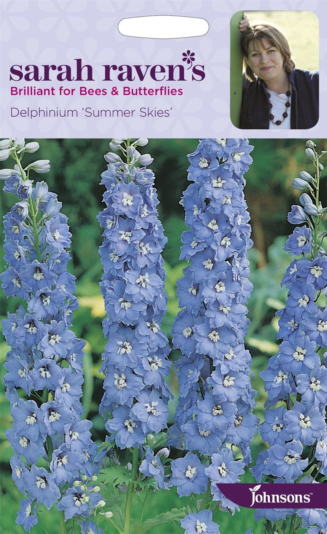 Johnsons Sarah Raven's Delphinium Sumer Skies 100 Seeds