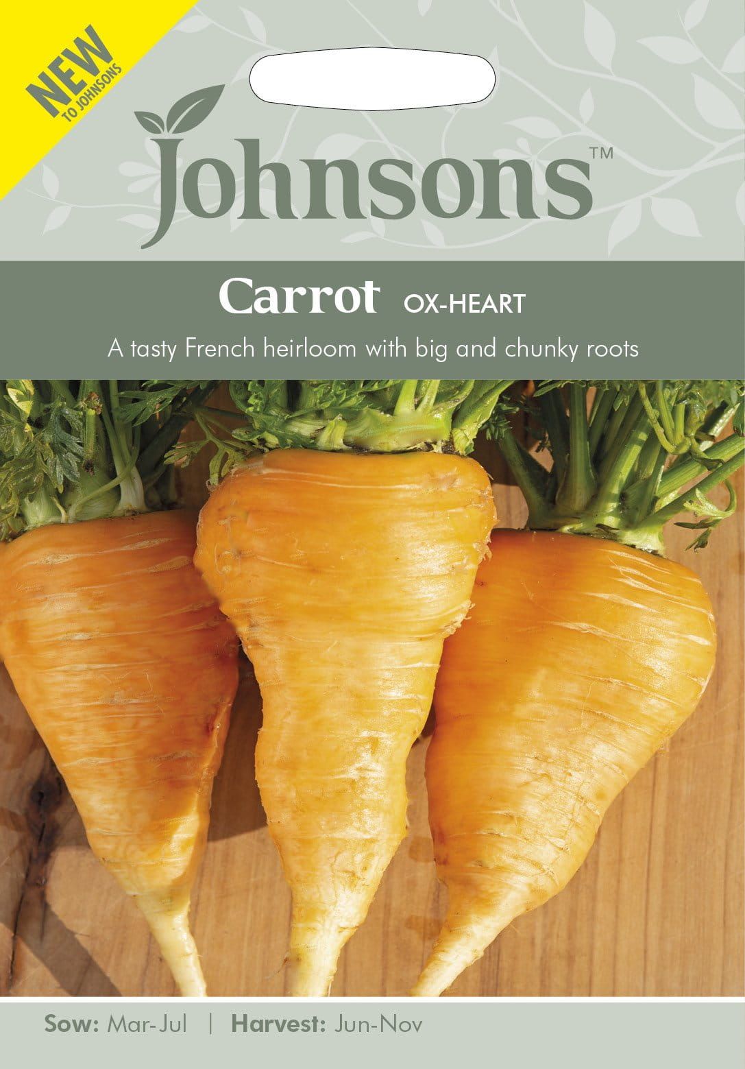Johnson Seeds - Vegetable - Carrot Ox-Heart - 350 Seeds