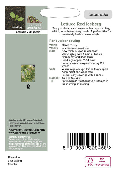 Johnson Seeds - Vegetable - Lettuce Red Iceberg  - 750 Seeds