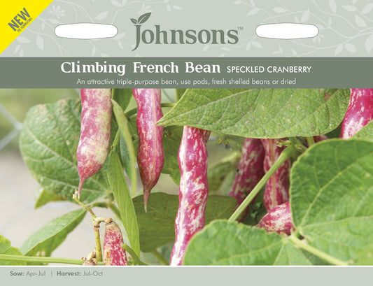 Johnson Seeds - Climbing French Bean Speckled Cranberry - 50 Seeds