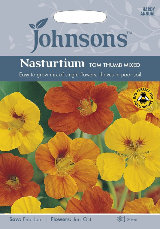 Johnsons Nasturtium Tom Thumb Mixed 35 Seeds