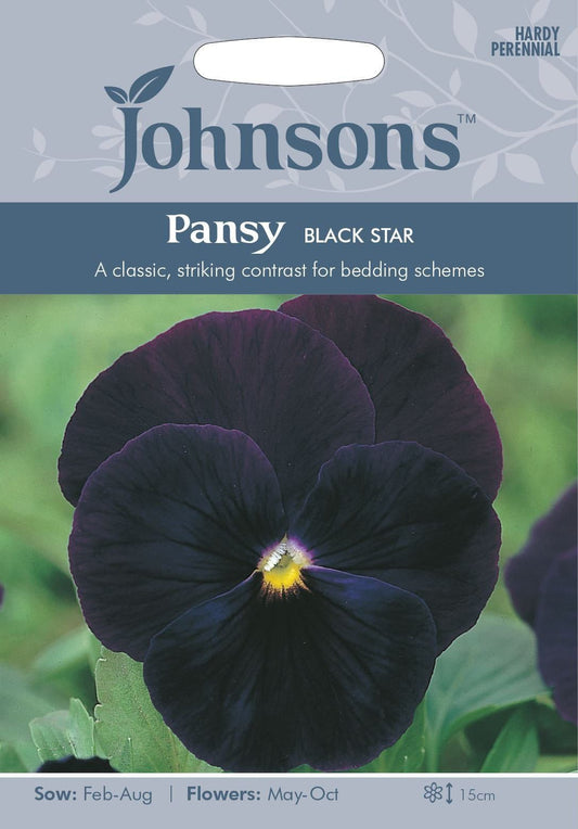 Johnsons Pansy Black Star 75 Seeds