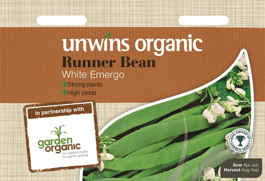 Unwins Organic Runner Bean White Emergo 30 Seeds