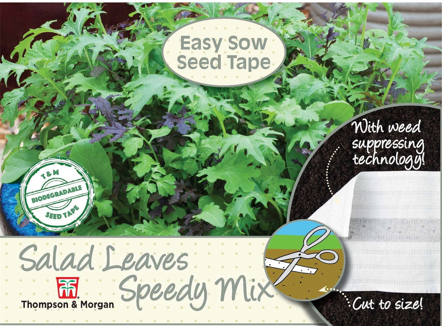 Thompson & Morgan - Vegetable Seed Tape - Salad Leaves - Speedy Mix Seed Tape